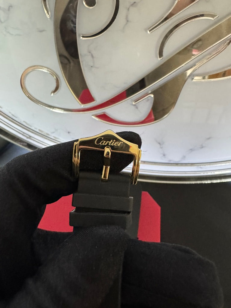 Reloj Cartier Santos Skeleton Caucho con Piedras en Dorado