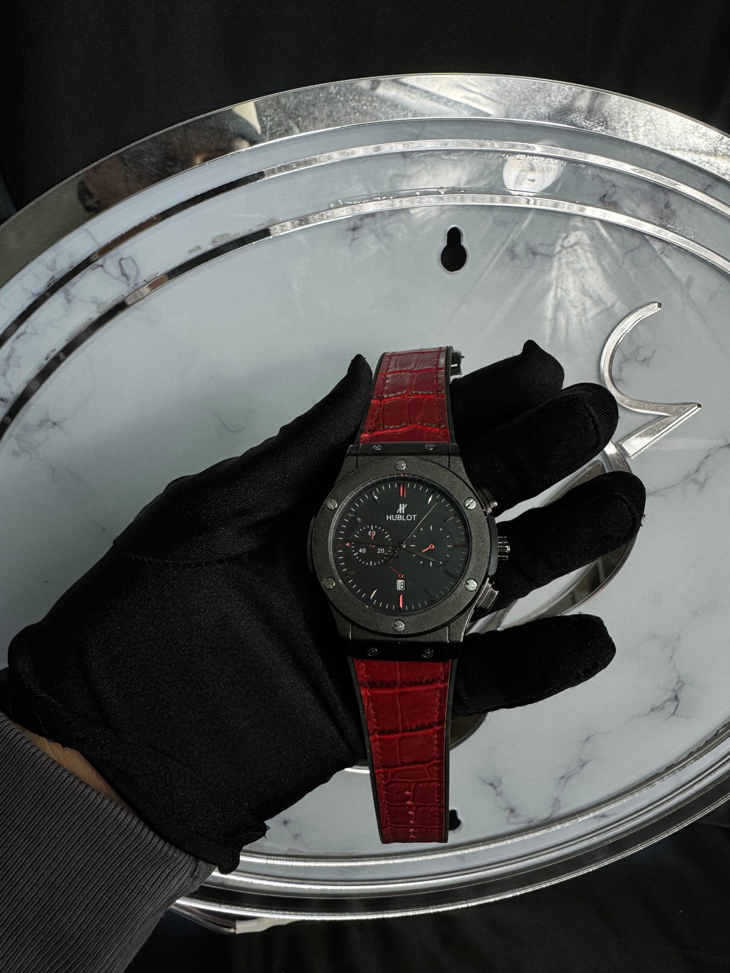 Reloj Hublot Chrono Negro con Rojo
