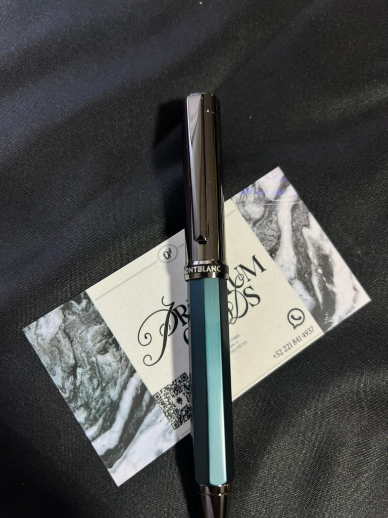 Pluma Mont Blanc Plata con Azul