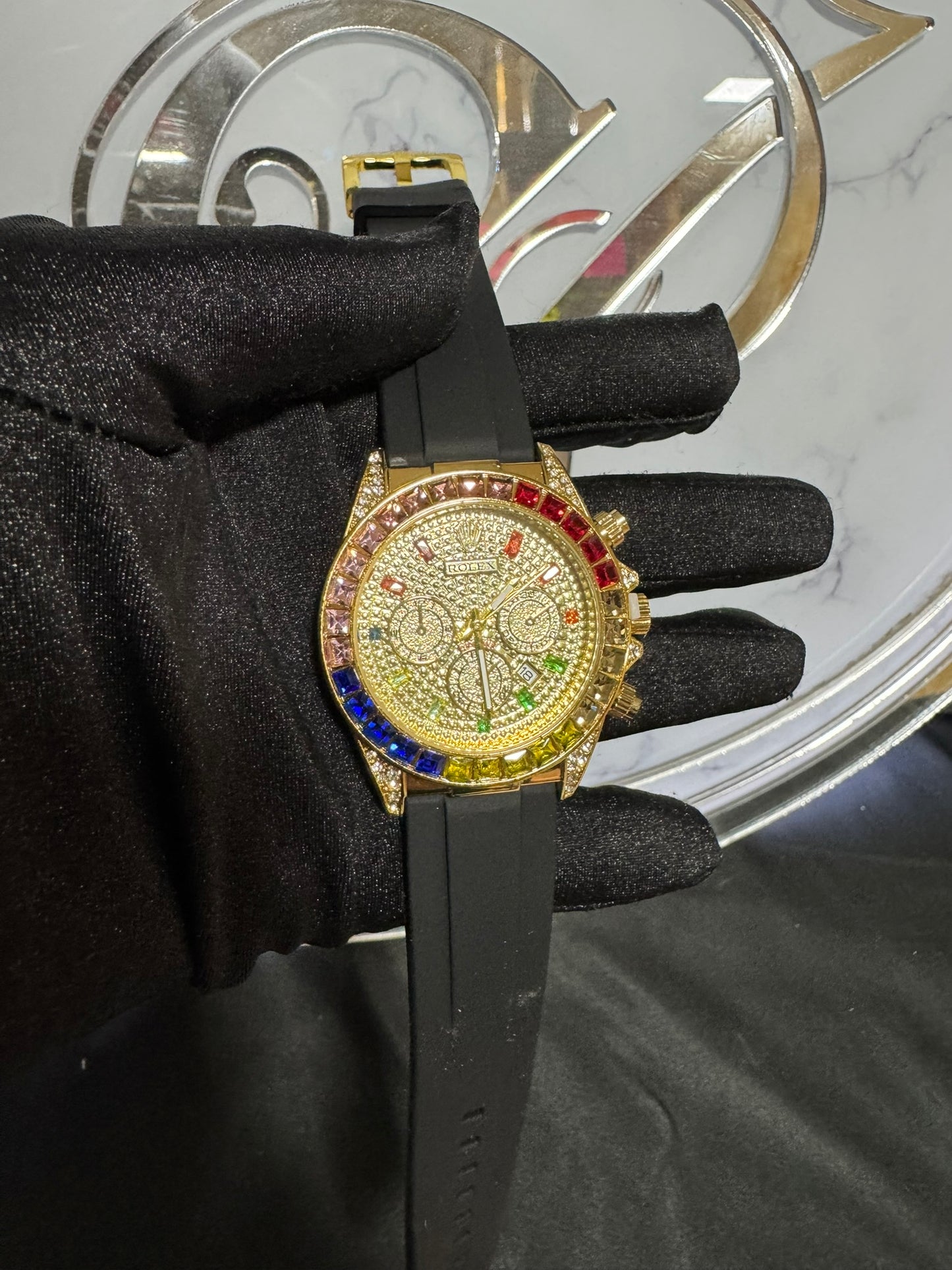 Reloj Rolex Pedrería Dorado