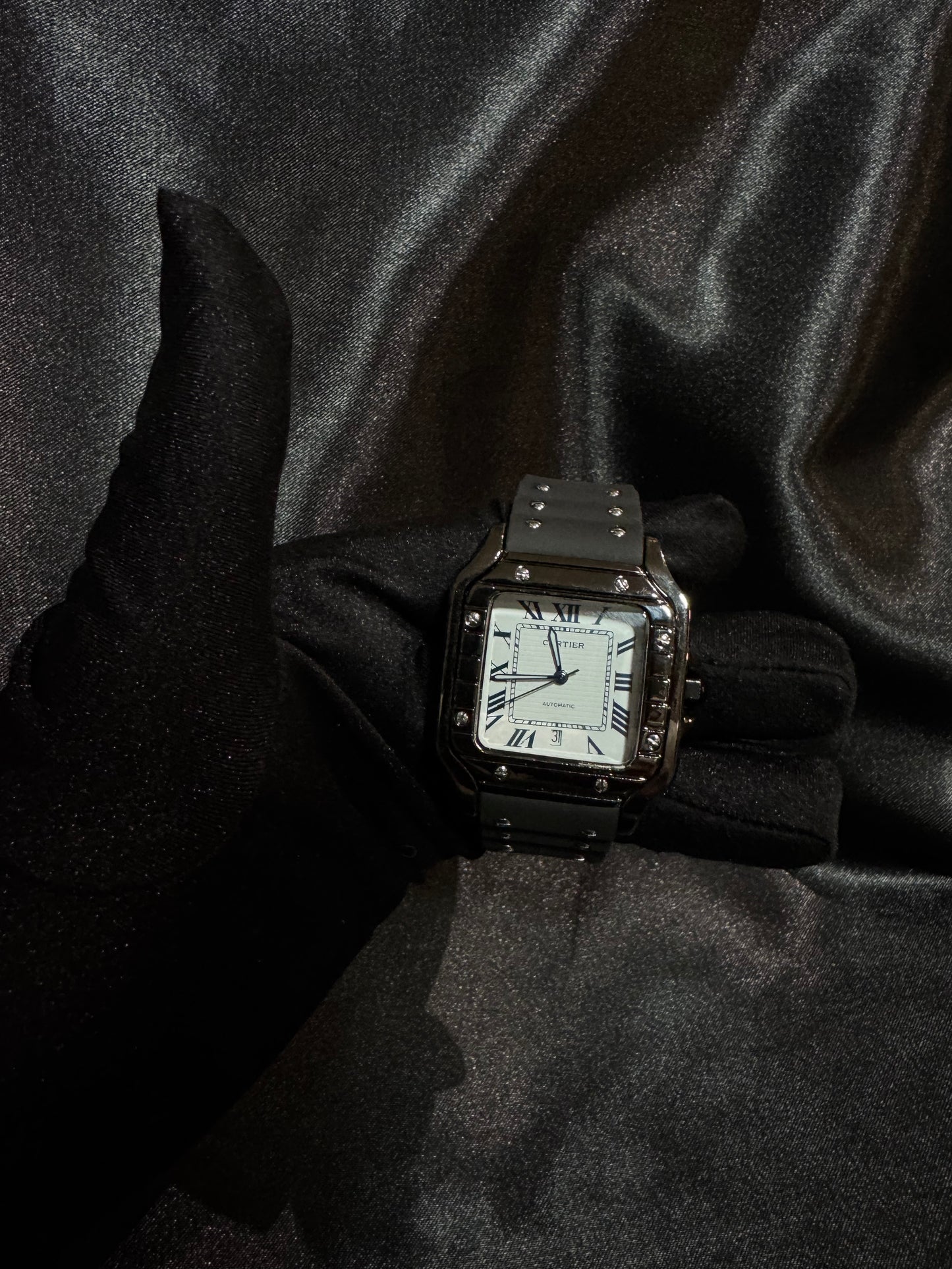 Reloj Cartier Caucho Carátula Blanca