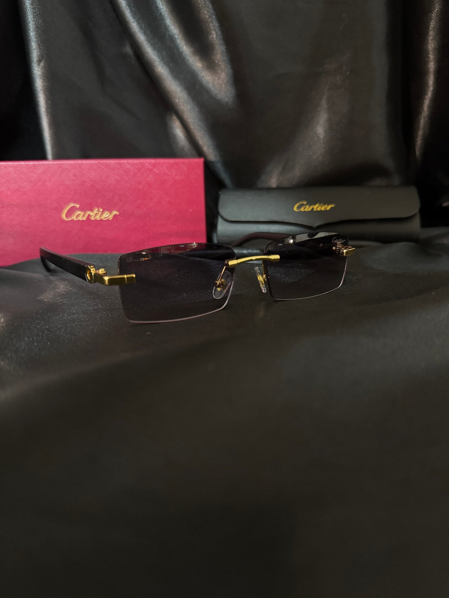 Lentes Cartier Negros Rectangulares