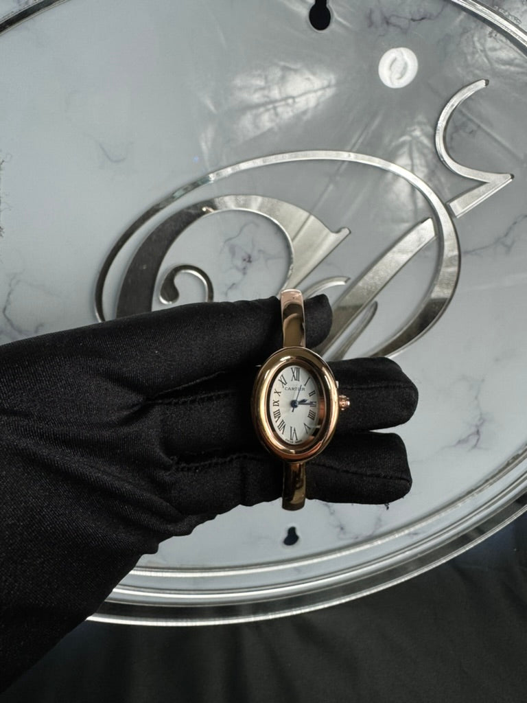 Reloj Cartier Baignore Oro Rosa Carátula Blanca