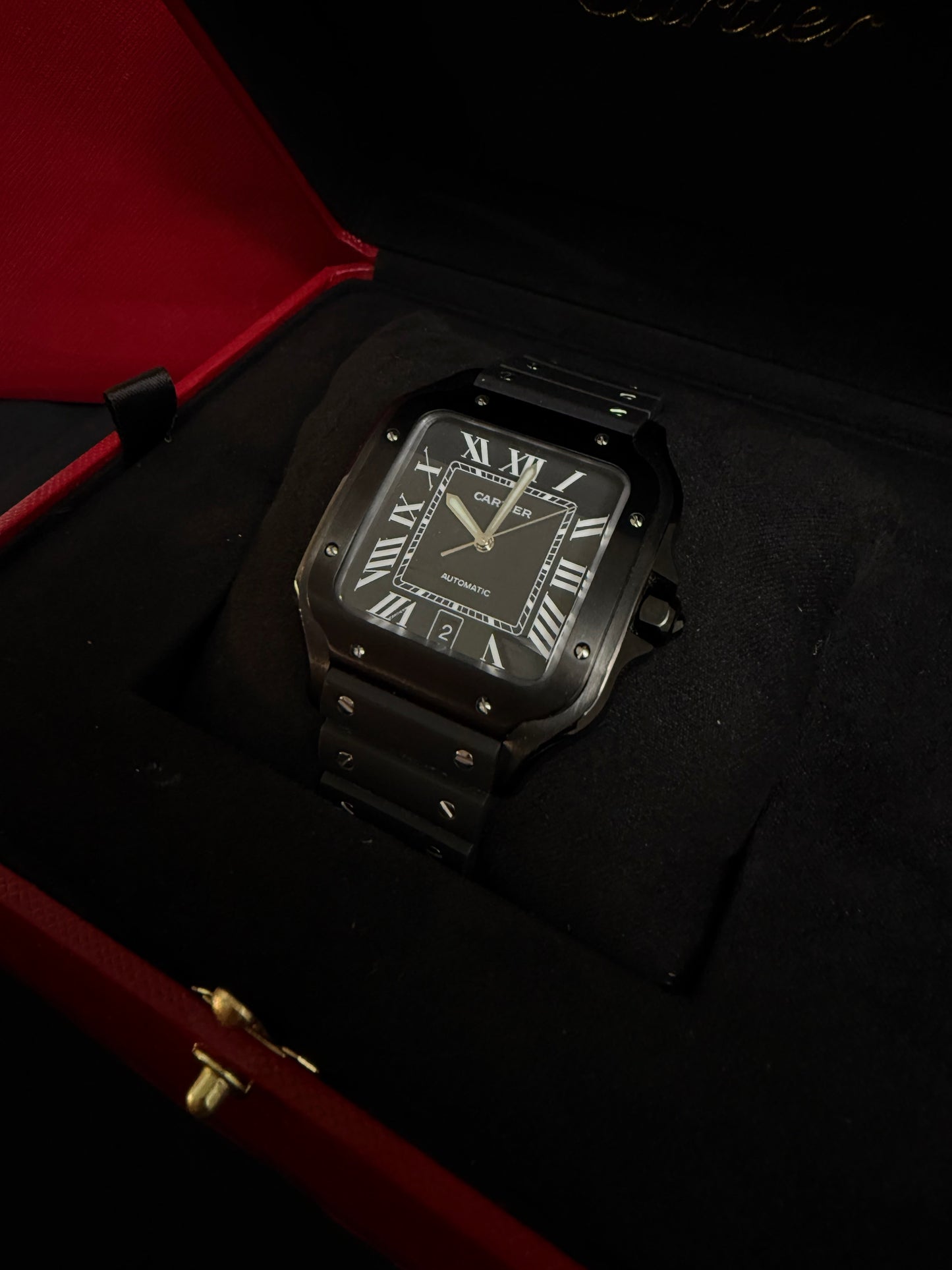 Cartier Santos Black Caucho