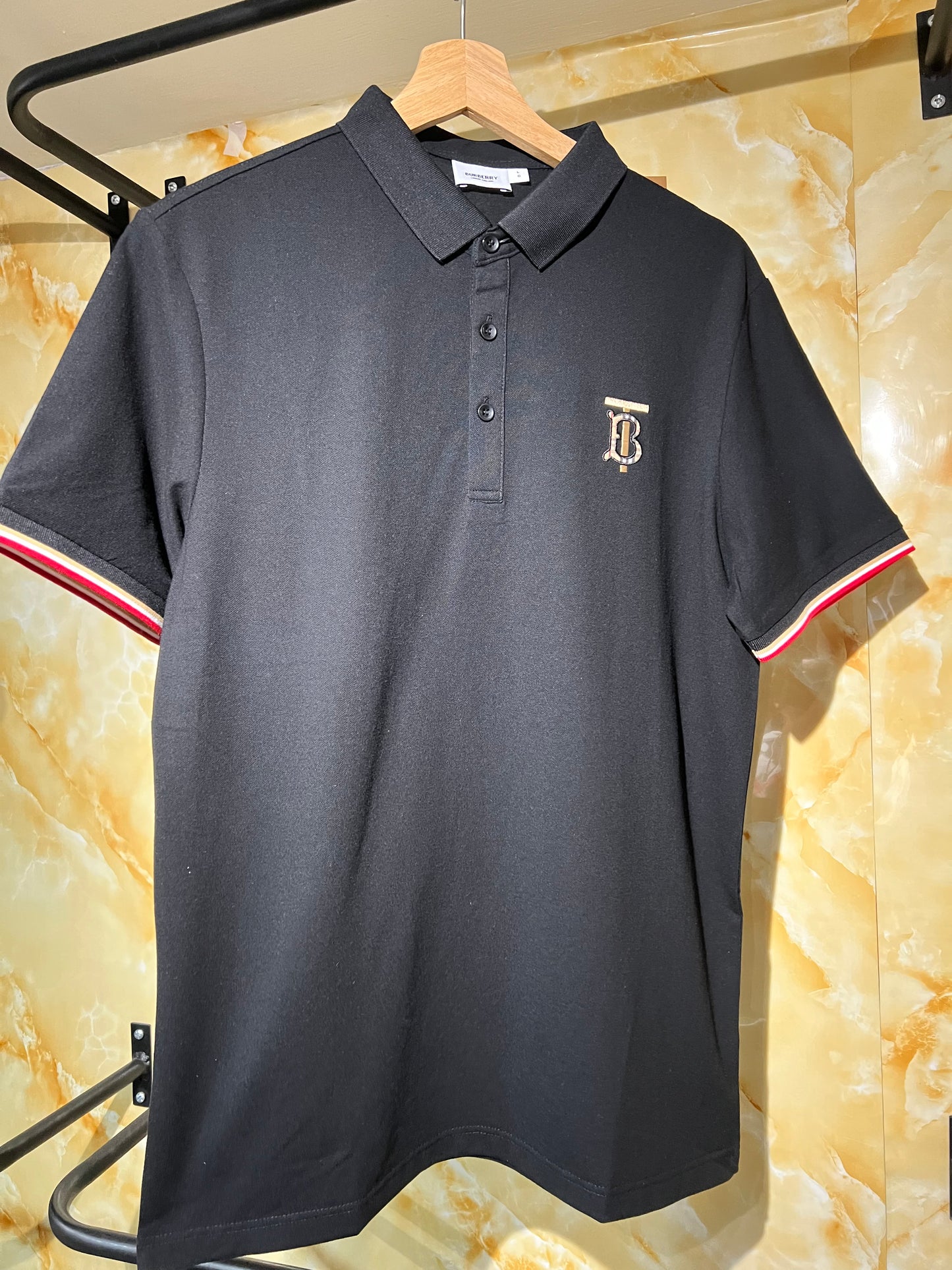 Burberry Playera Polo Negra Big Logo
