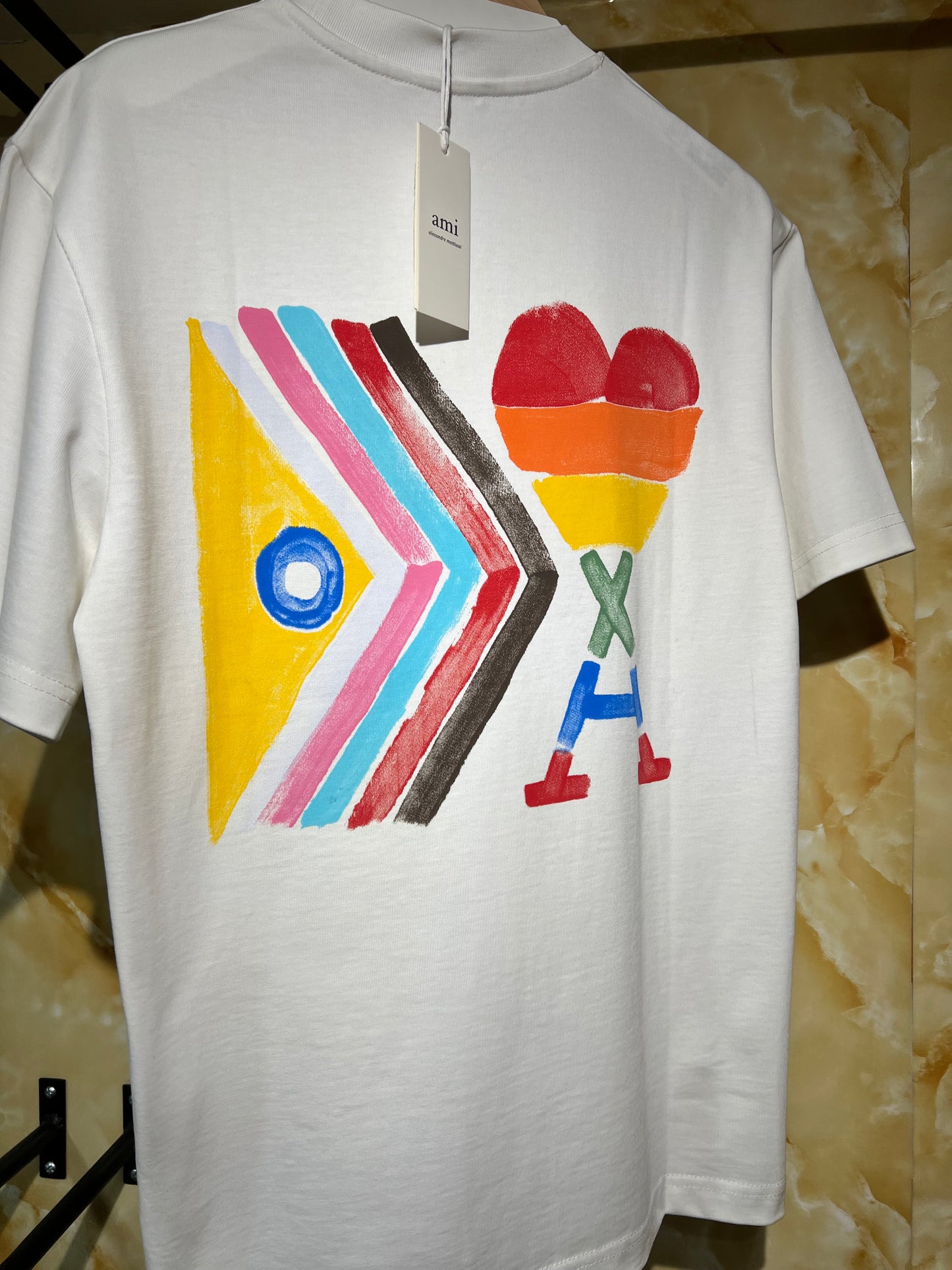 AMI Rainbow Heart Tee Blanca
