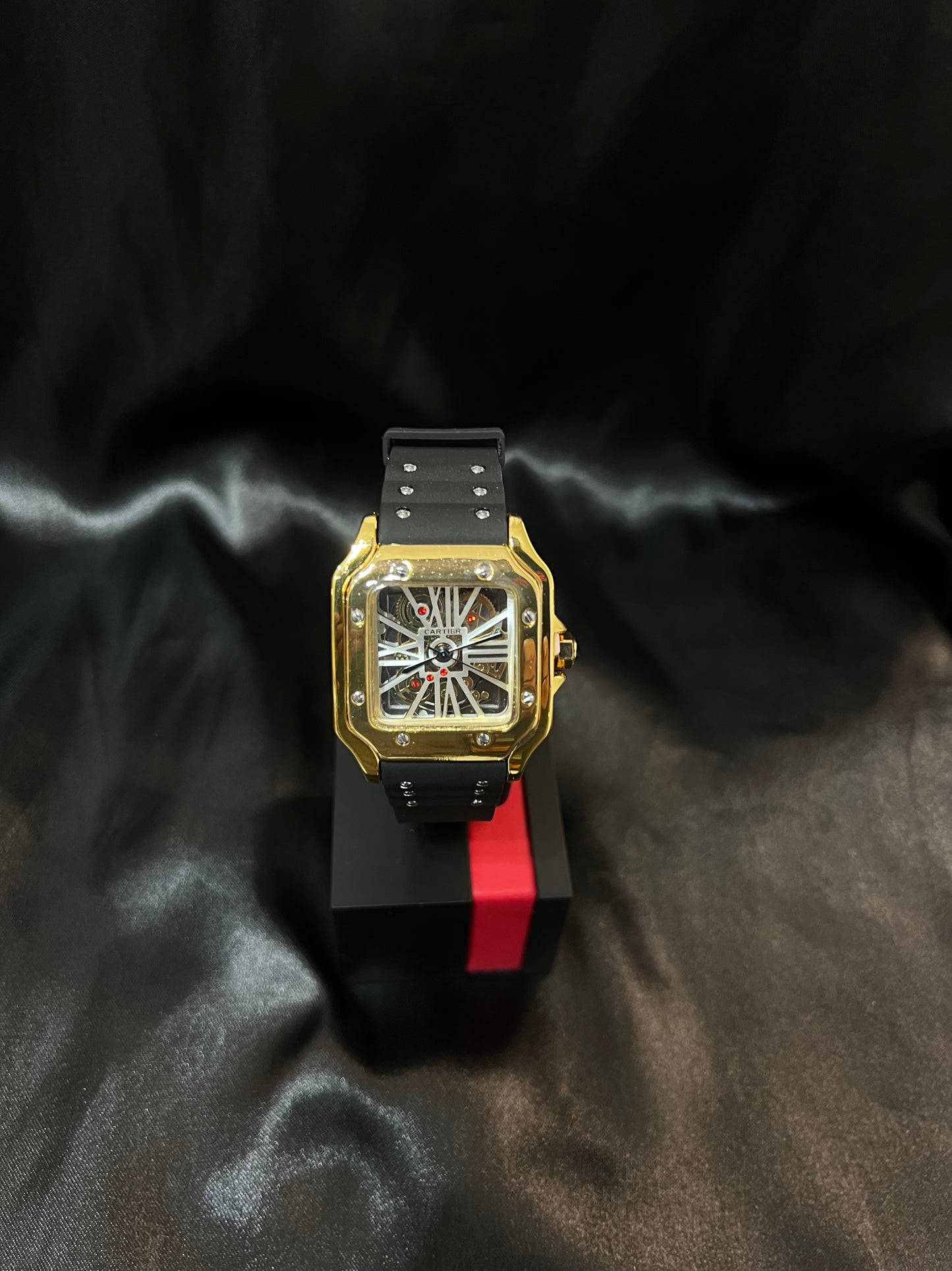 Cartier Santos Skeleton Oro Caucho AA