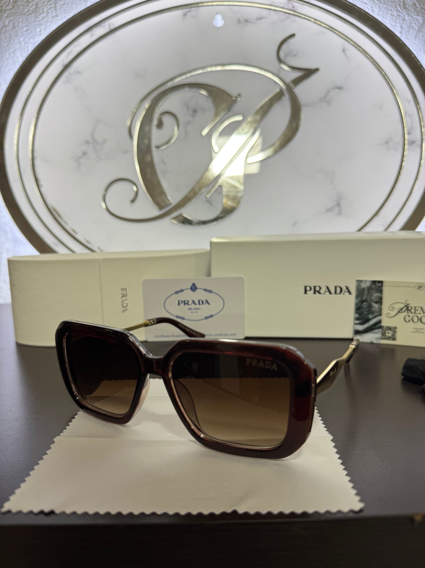 Lentes Prada Cafe Con Dorado