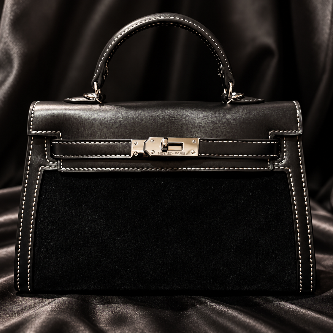 Hermes Mini Kelly Gamuza Negra
