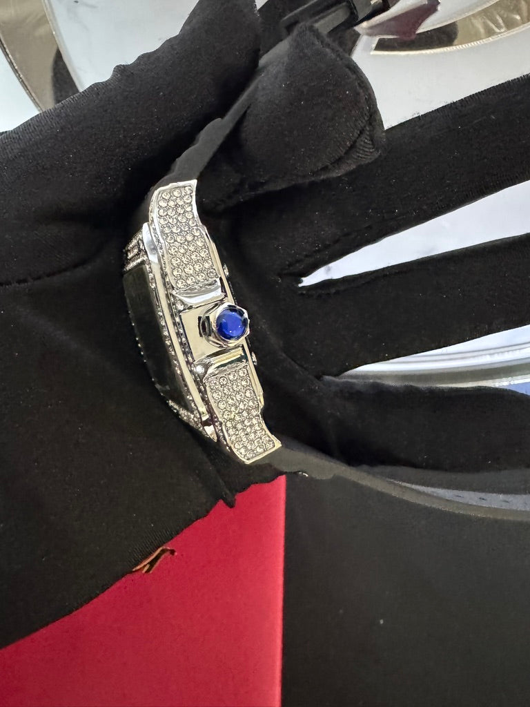 Reloj Cartier Santos Skeleton Caucho con Piedras