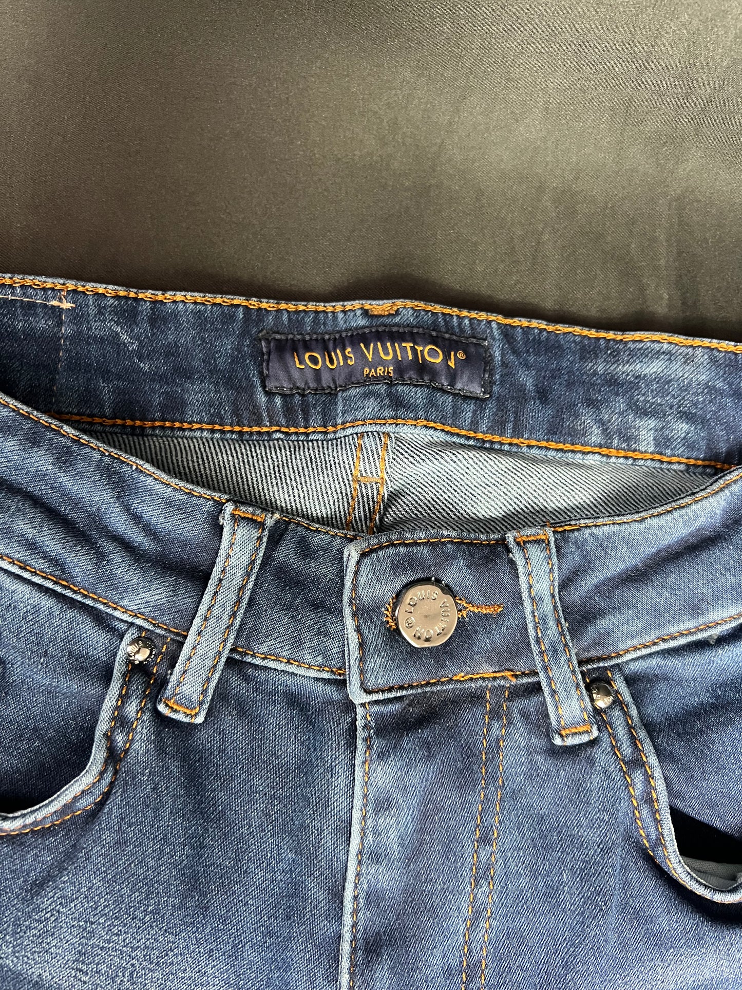 Jeans Louis Vuitton Azul Monogram Bordados