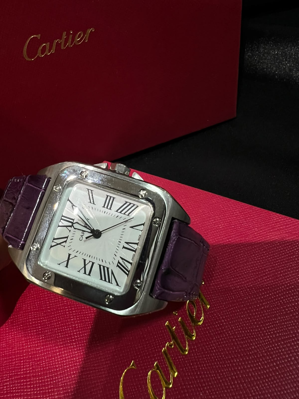 Cartier Santos 100 Small Extensible Morado