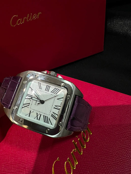 Cartier Santos 100 Small Extensible Morado