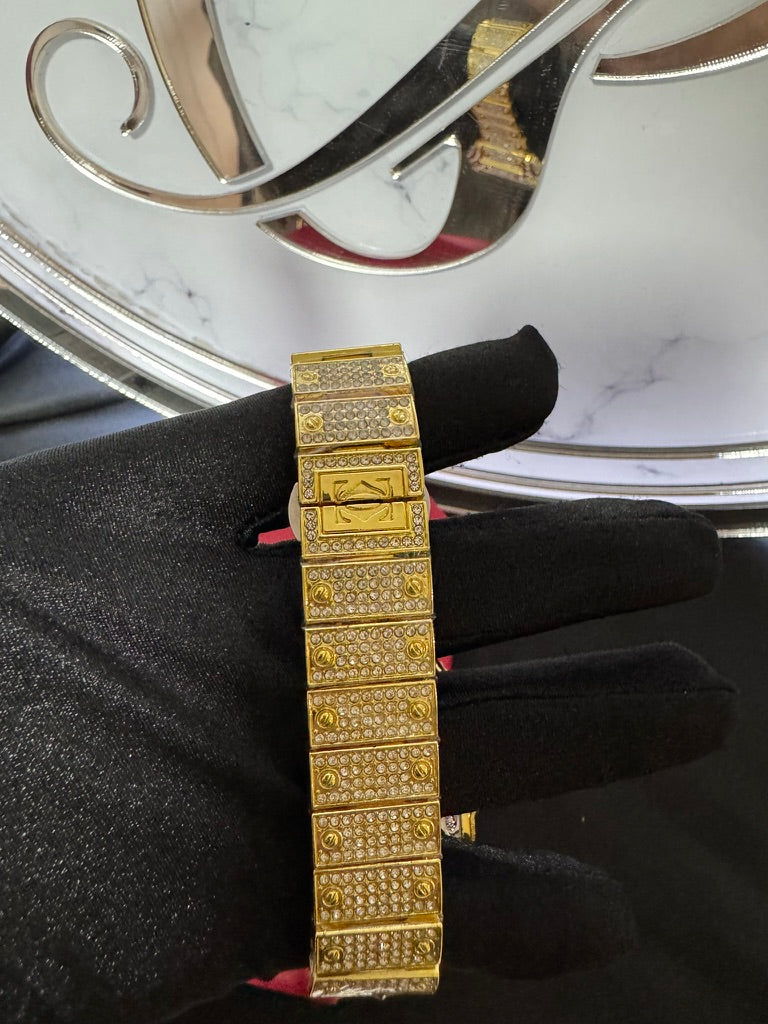 Reloj Cartier Santos Skeleton Full Ice Dorado