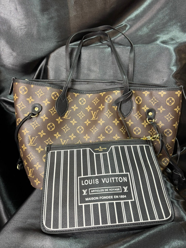 Louis Vuitton Neverfull Classic Monogram Black Doble Vista
