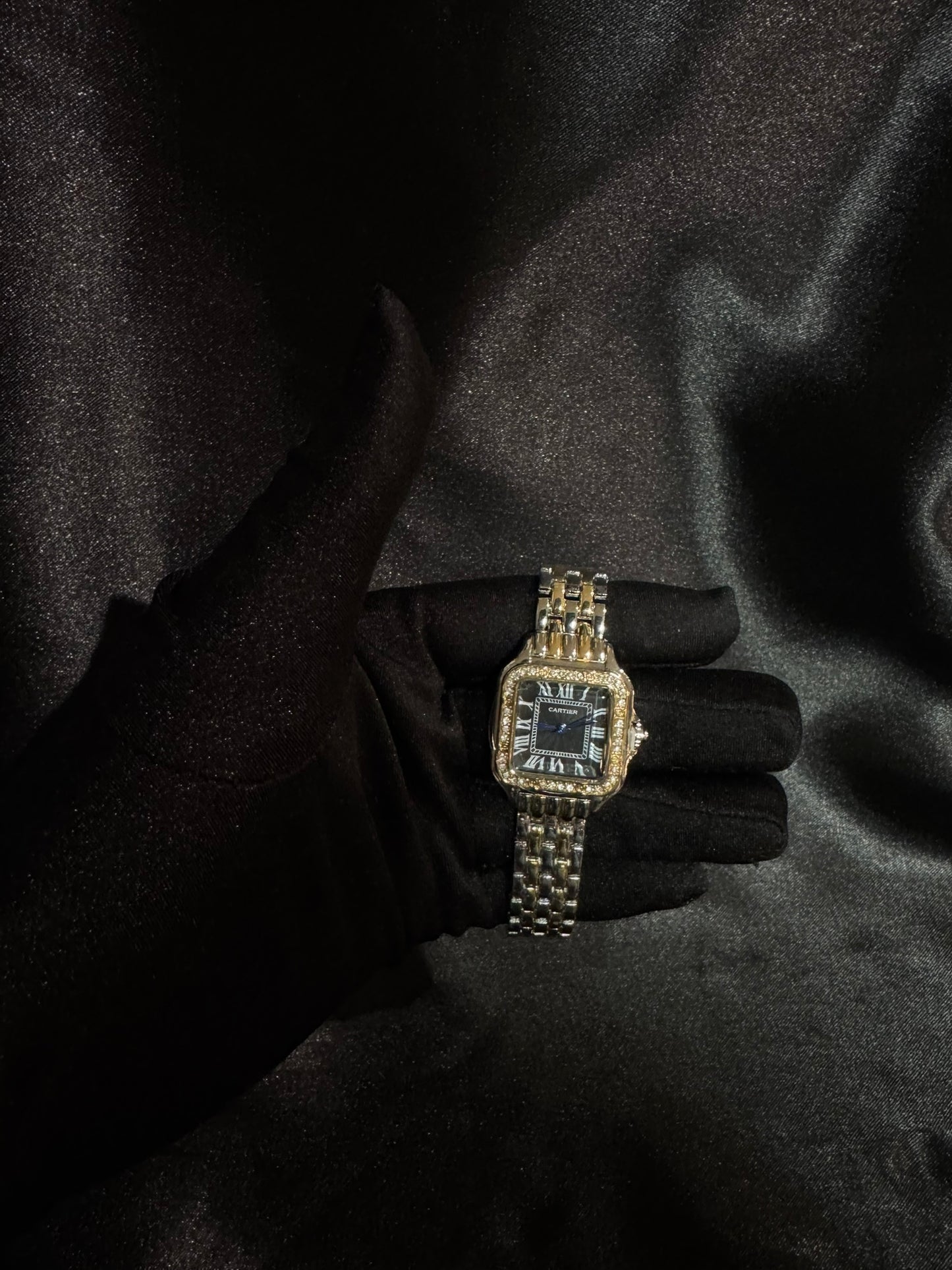 Reloj Cartier Panthere Dos Tonos Cara Negra