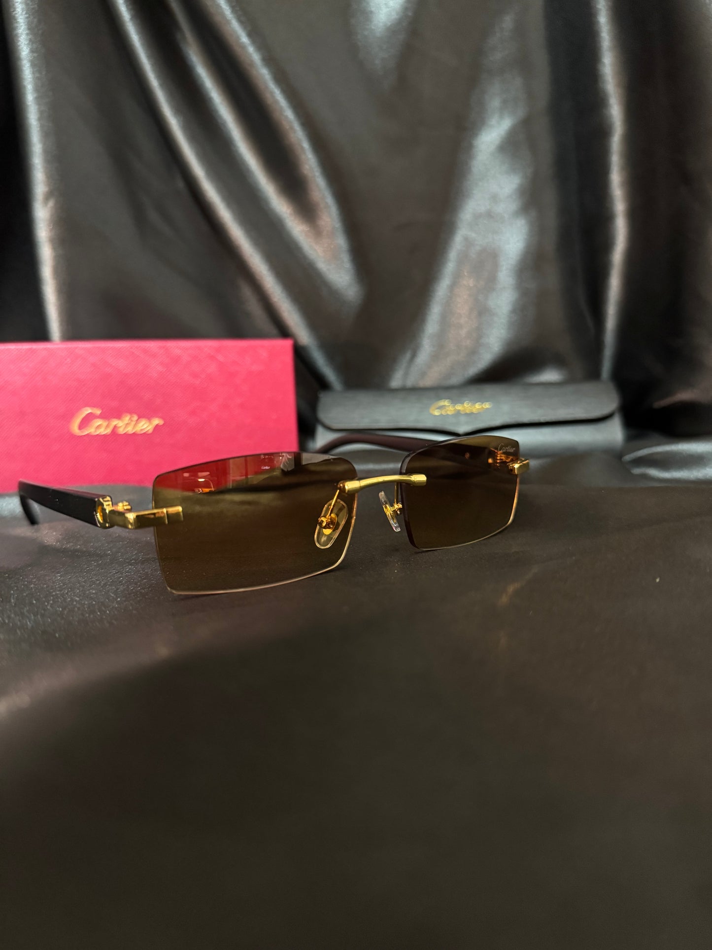 Lentes Cartier Cafés Rectangulares