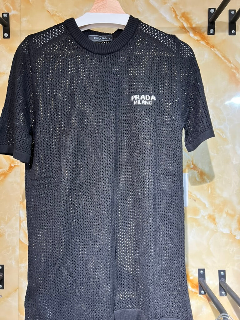 Playera Prada Negra de Tejido Fino
