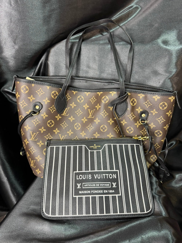 Louis Vuitton Neverfull Classic Monogram Black Doble Vista