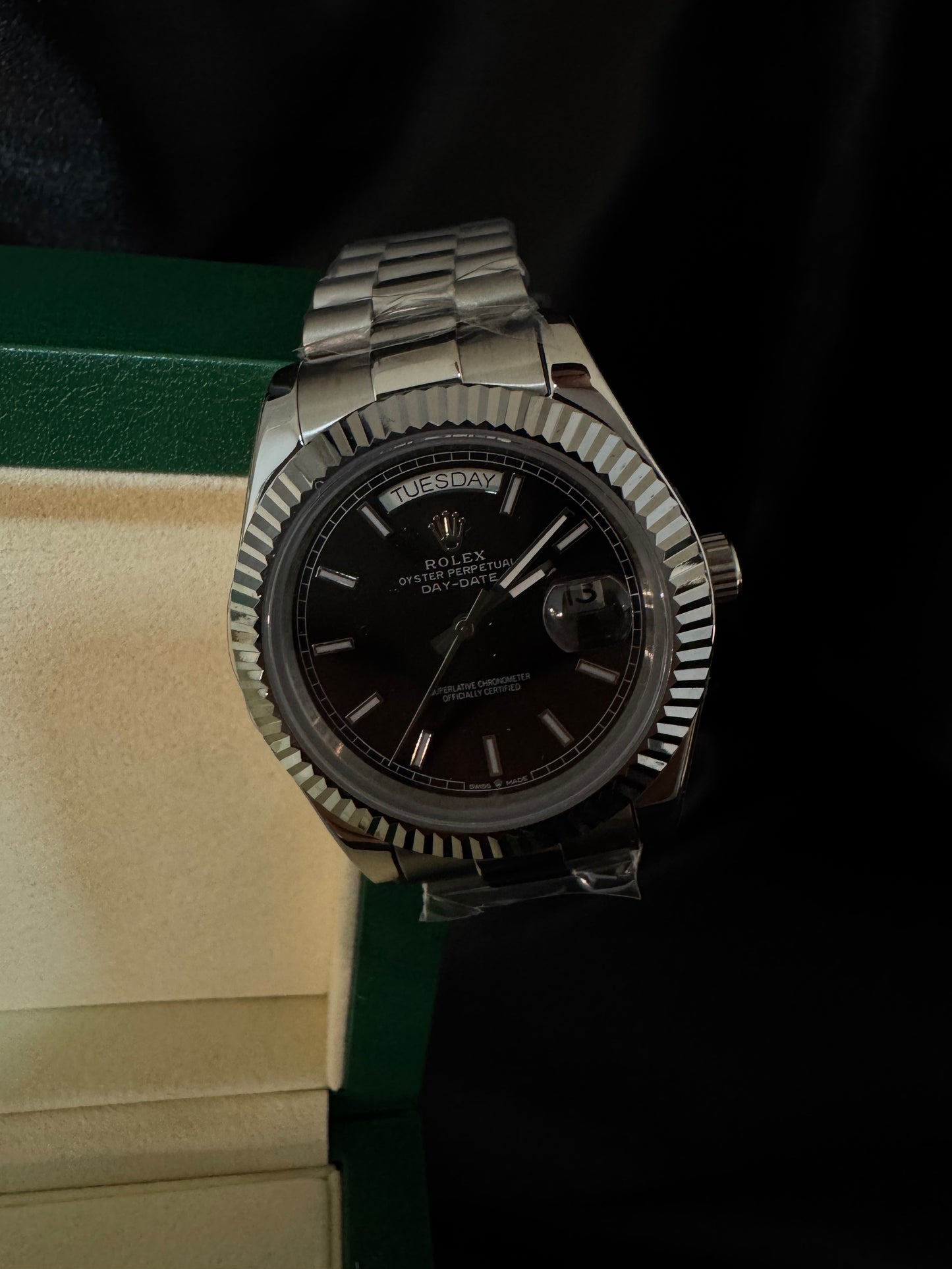 Rolex Day Date Presidente Plata carátula negra