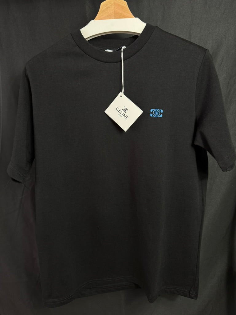Playera Celine Mini Logo Bordado Negra UA