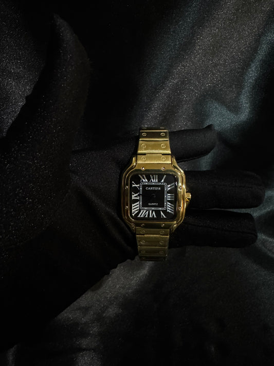 Reloj Cartier Santos Dorado con Negro