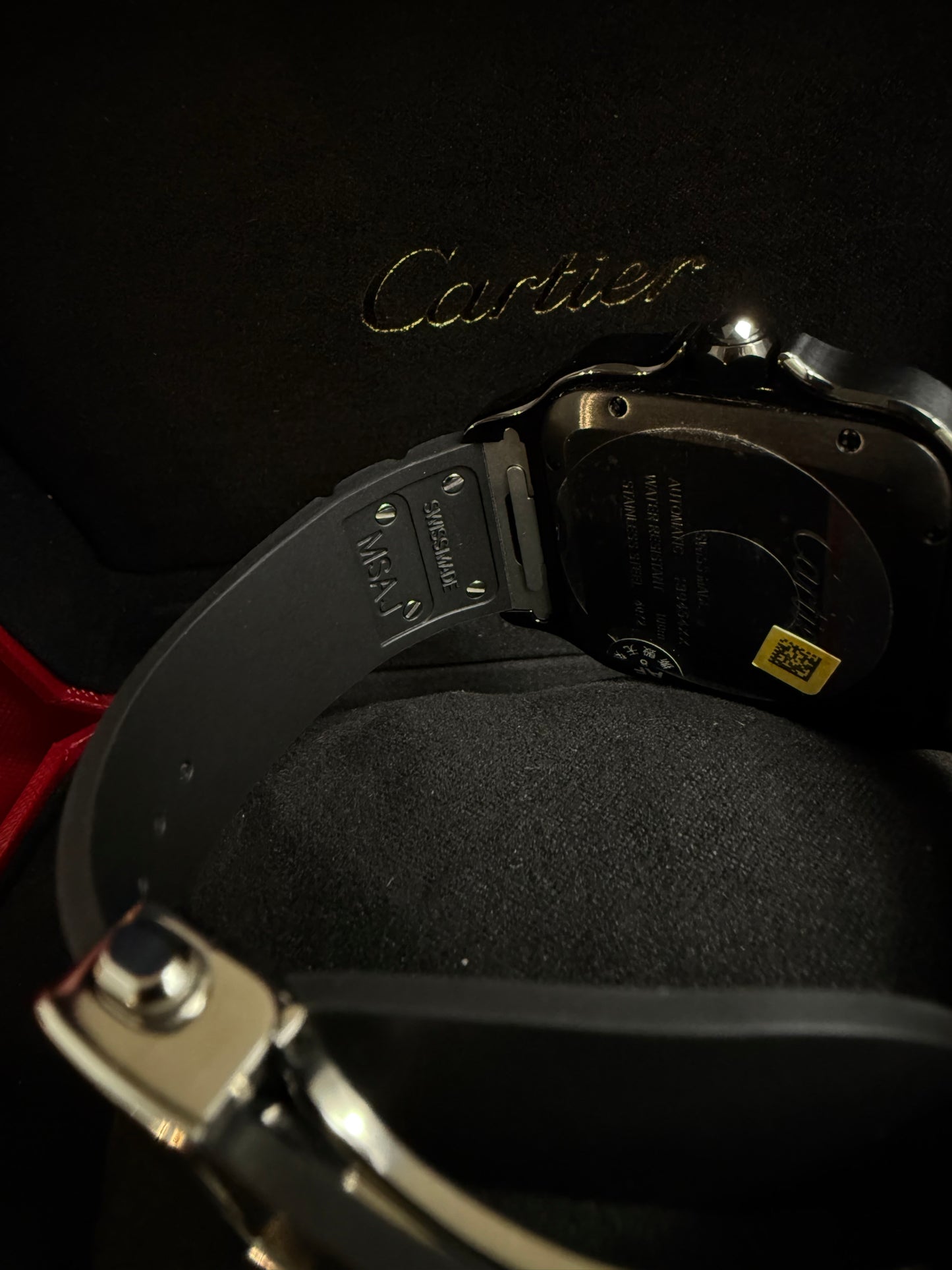 Cartier Santos Black Caucho
