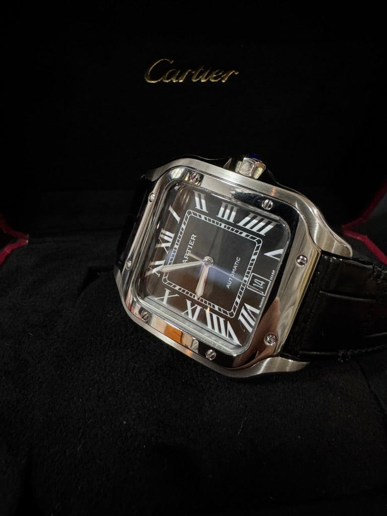 Cartier Santos  Black/Acero Piel