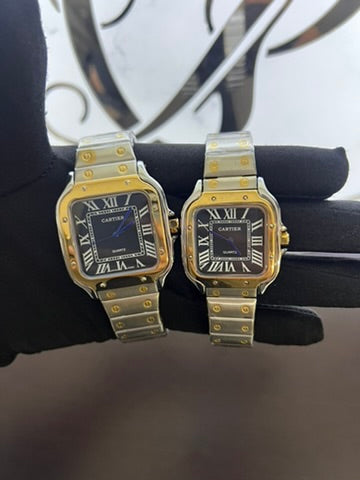 Cartier Pareja Dos Tonos Cara Azul