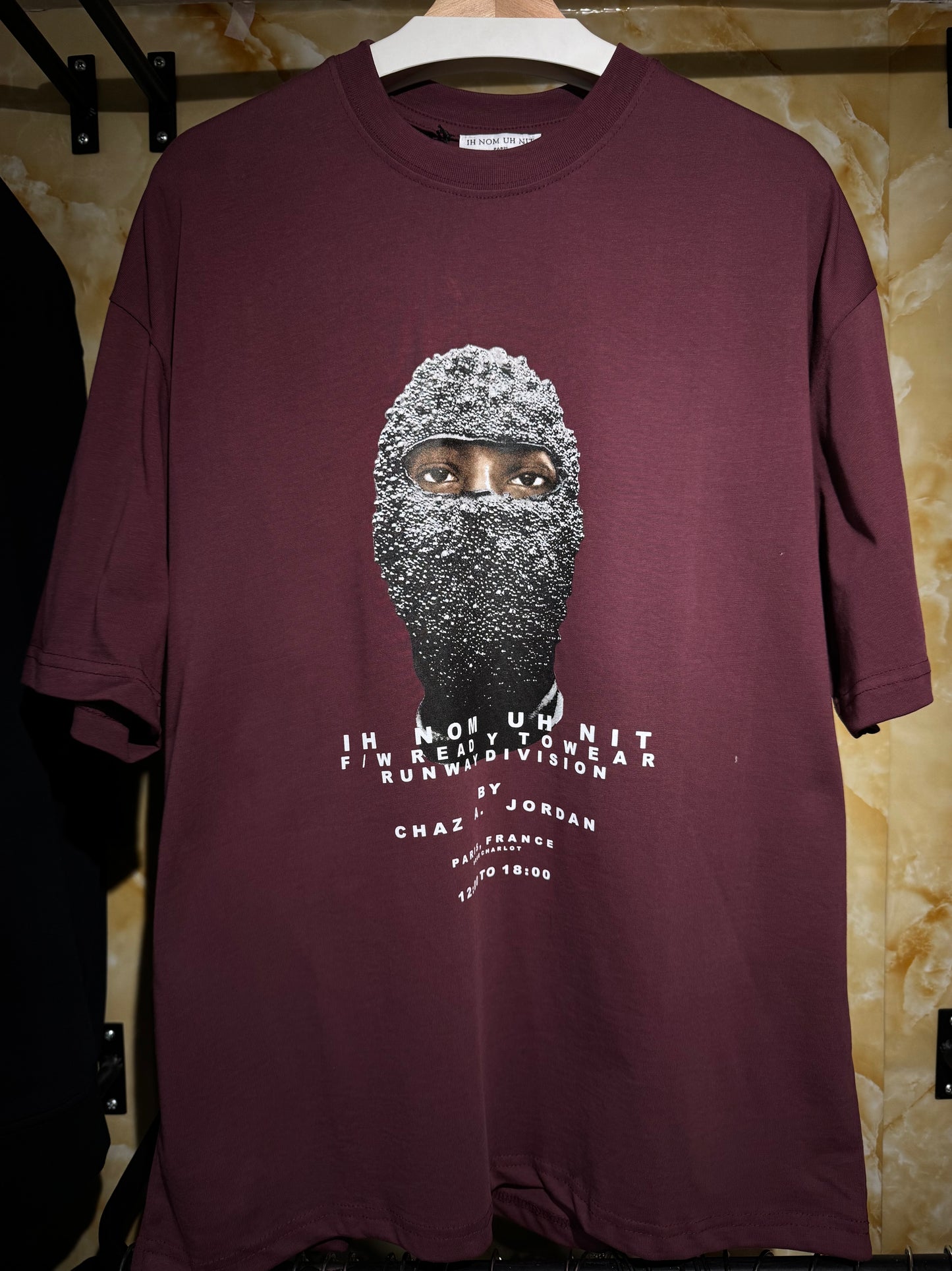 IH NOM UH NIT – Black Series Mask Graphic T-Shirt (Burgundy)