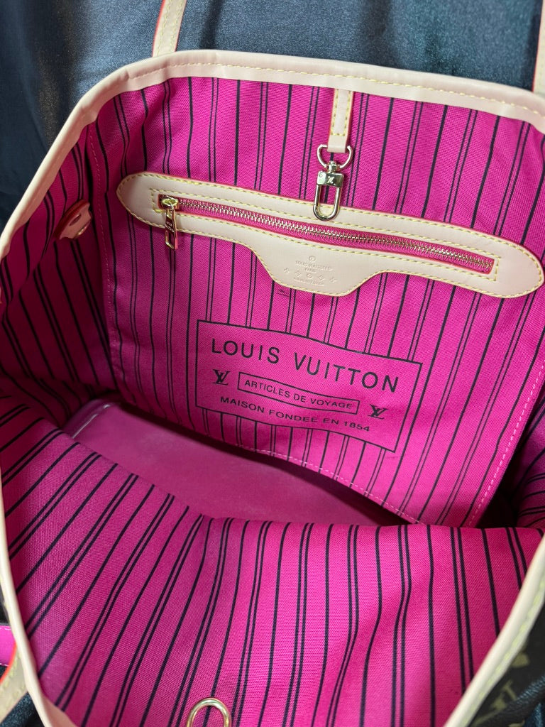 Louis Vuitton Neverfull Classic Monogram Pink Doble Vista