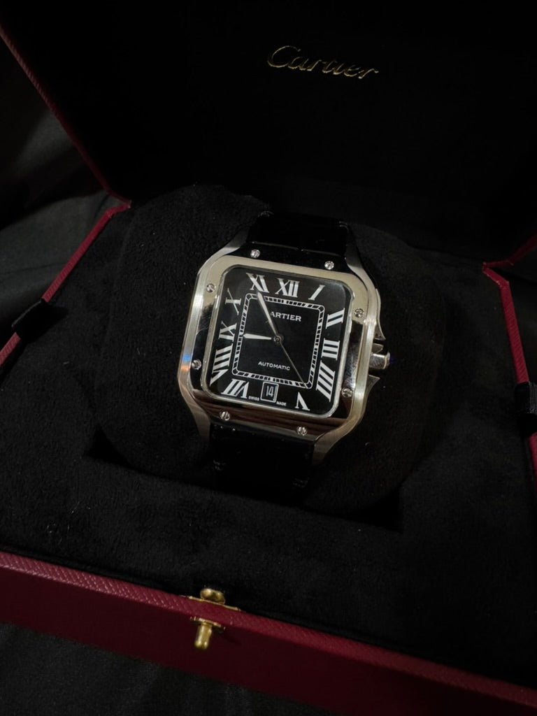 Cartier Santos  Black/Acero Piel