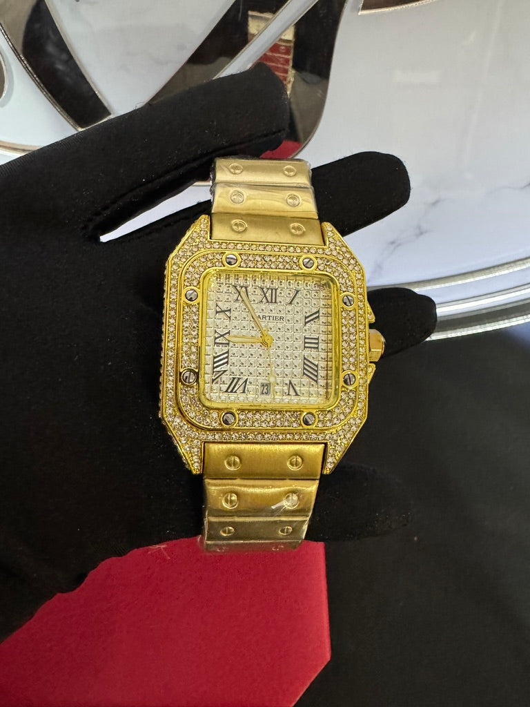 Reloj Cartier Santos Piedras con Carátula Blanca