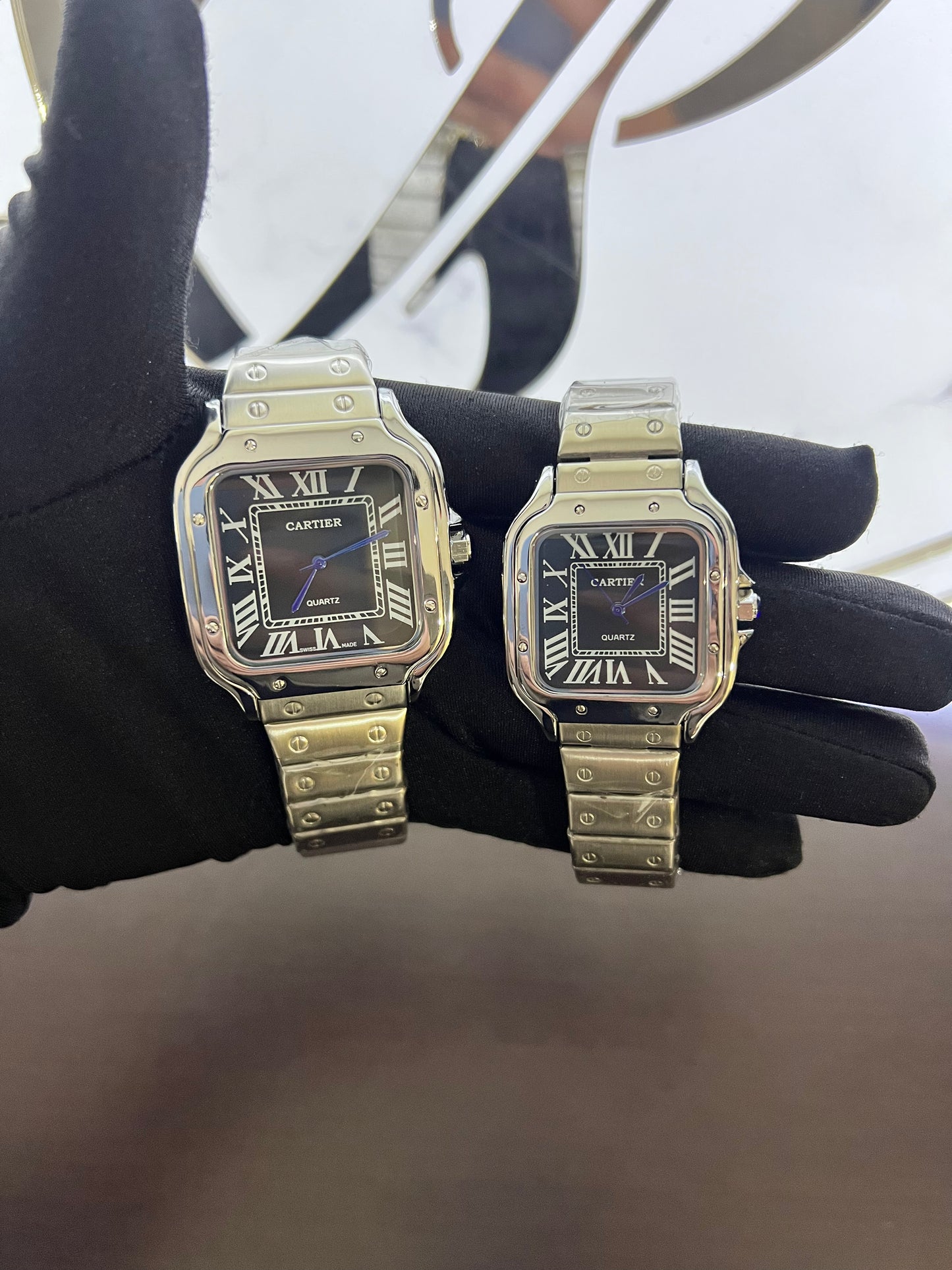 Cartier Pareja Plata cara Negra