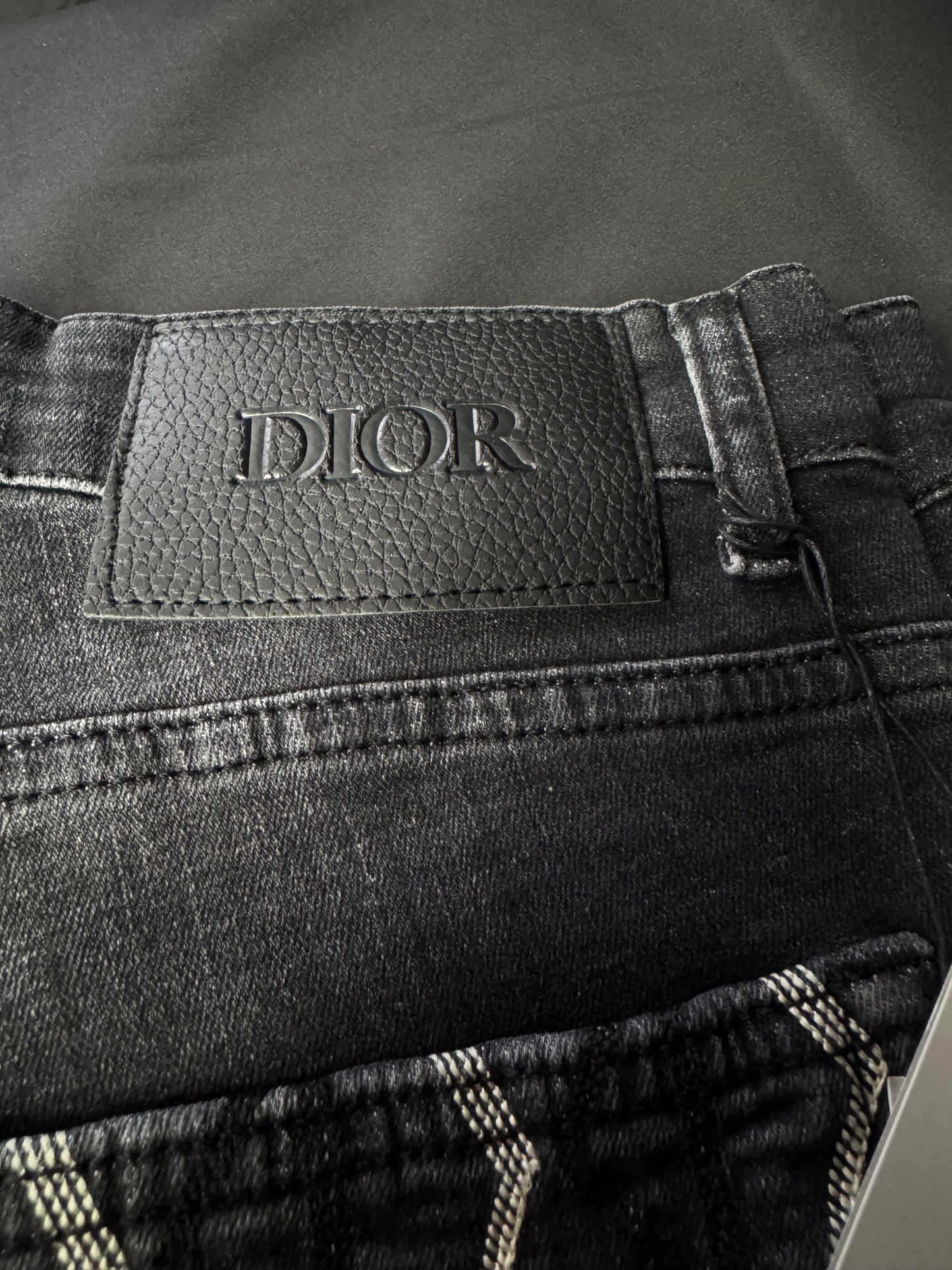 Jeans Dior Negro Logos Bordados