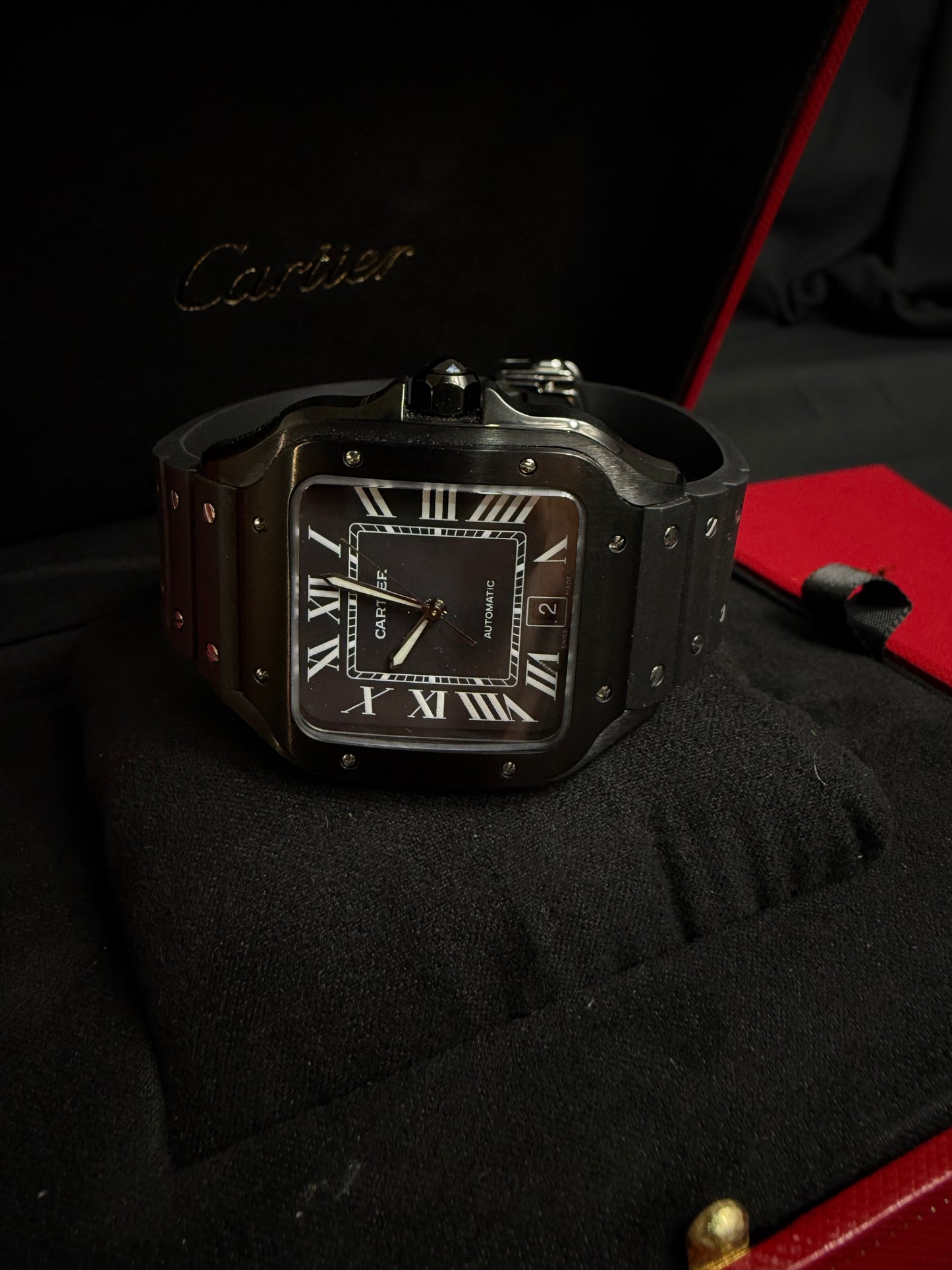Cartier Santos Black Caucho