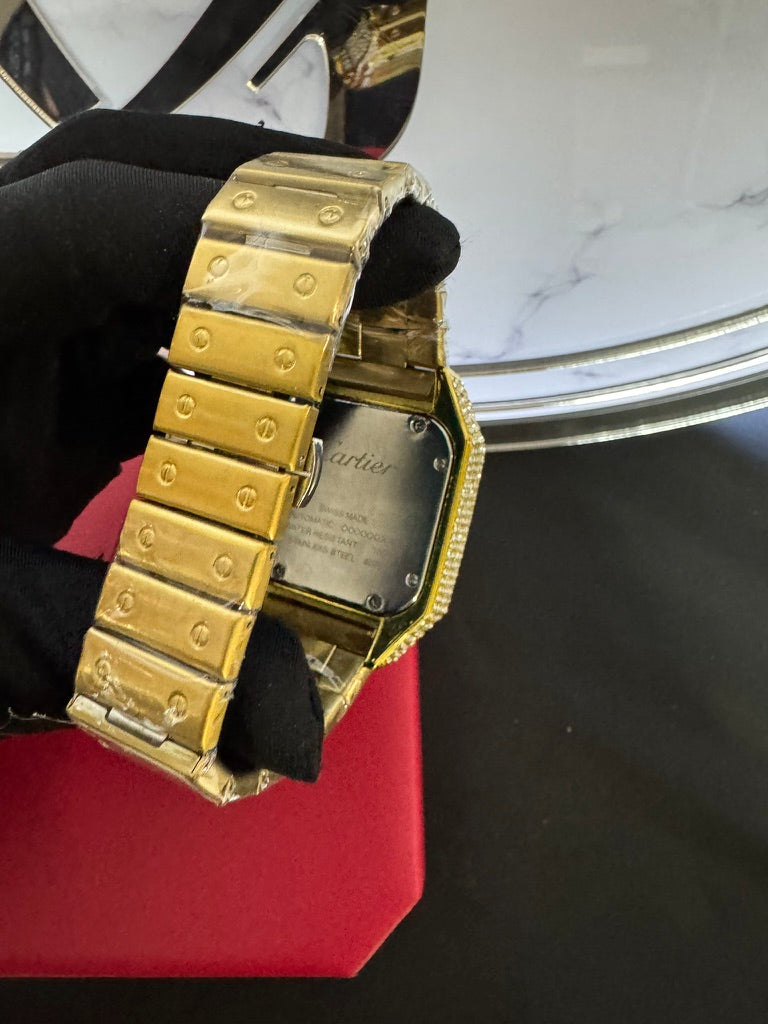 Reloj Cartier Santos Piedras con Carátula Blanca