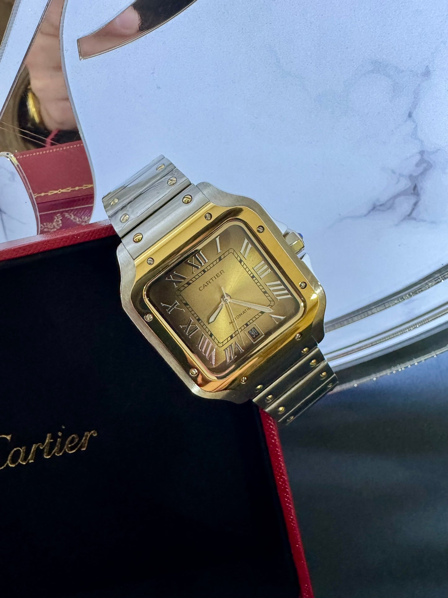 Cartier Dos Tonos Caratula Oro