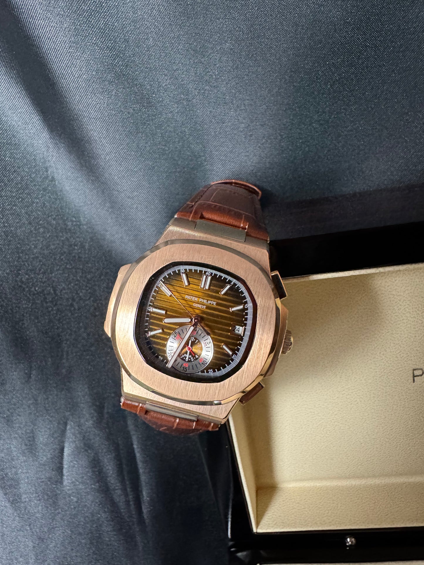 Patek Philippe Nautilus Chronograph Rose Gold Brown Dial