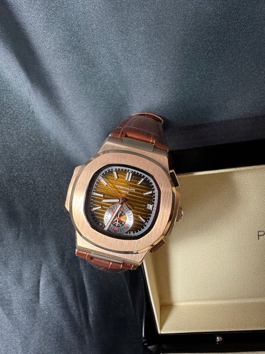 Patek Philippe Nautilus Chronograph Rose Gold Brown Dial