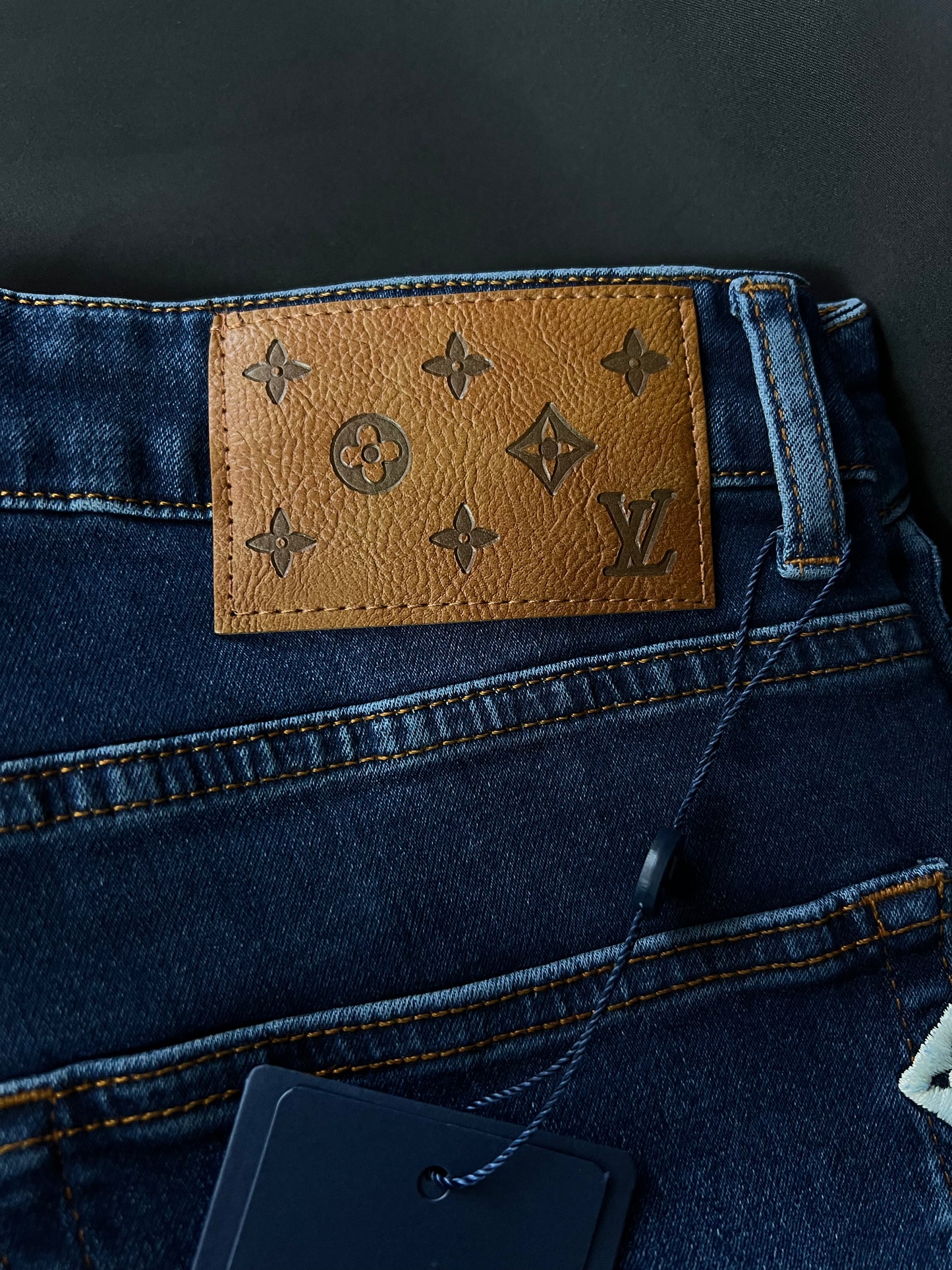 Jeans Louis Vuitton Azul Monogram Bordados