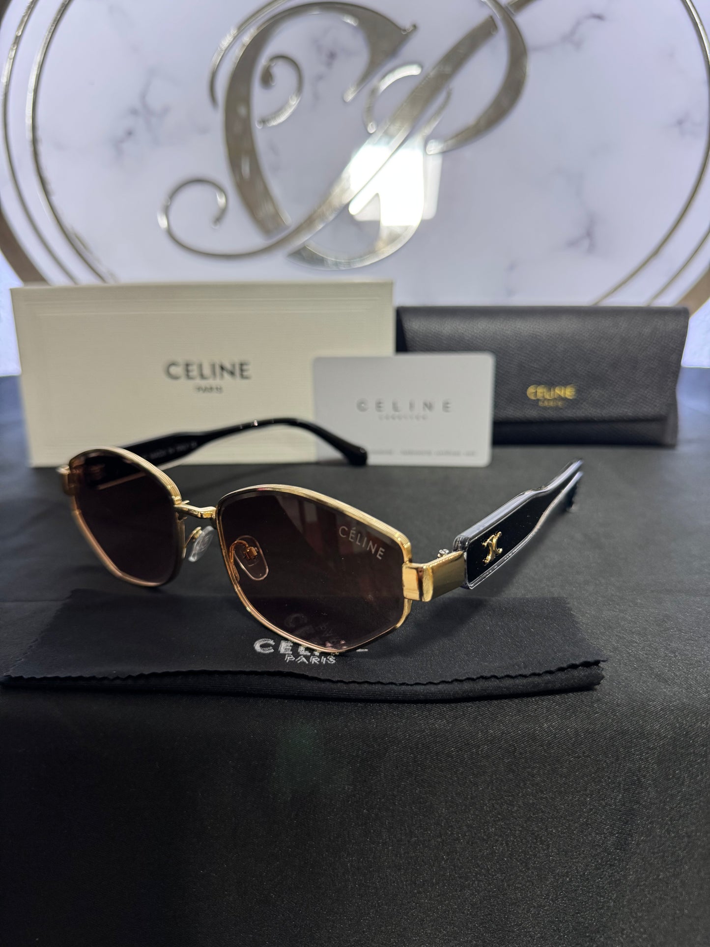 Lentes Celine Negros Con Dorado