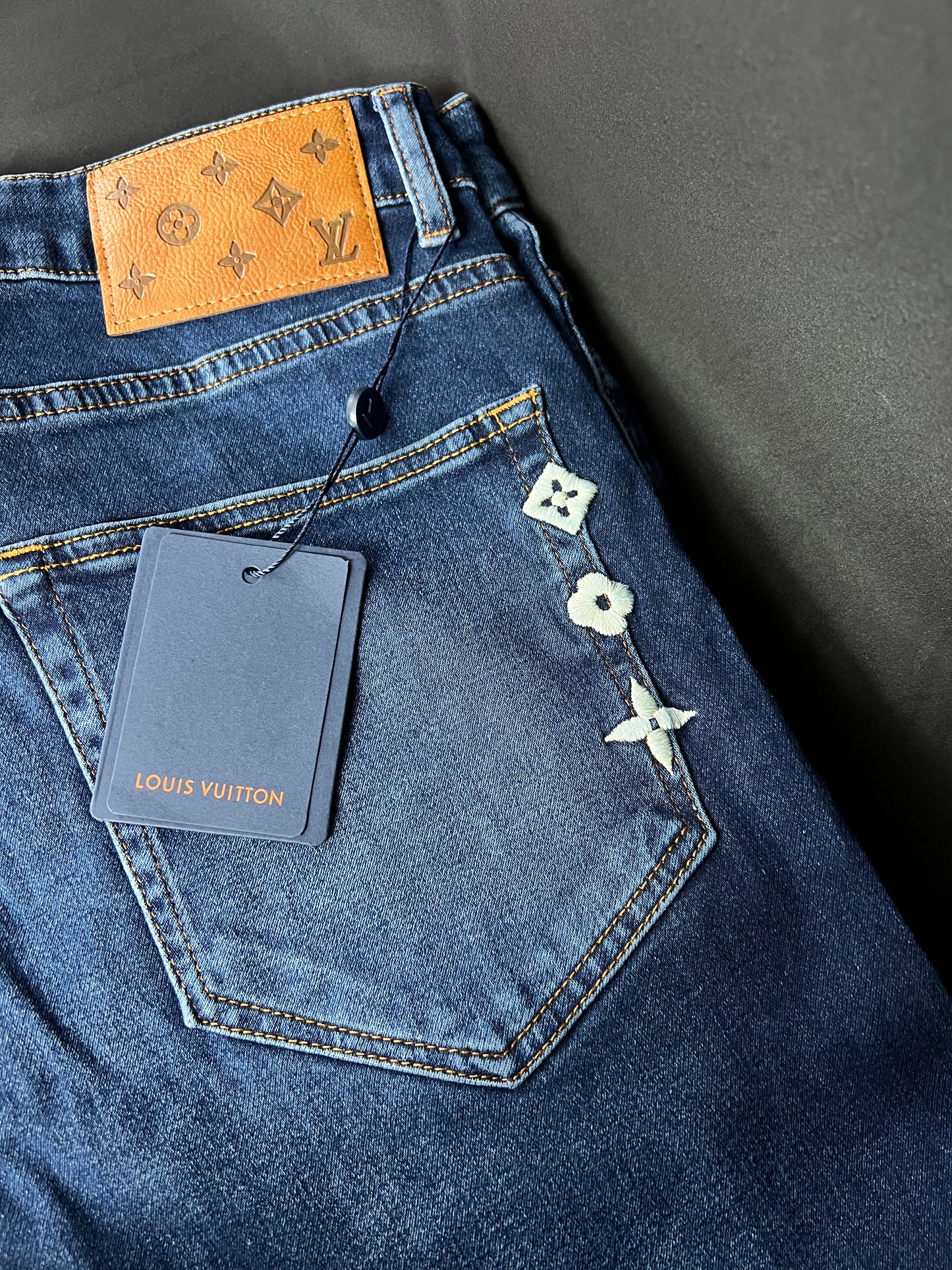 Jeans Louis Vuitton Azul Monogram Bordados