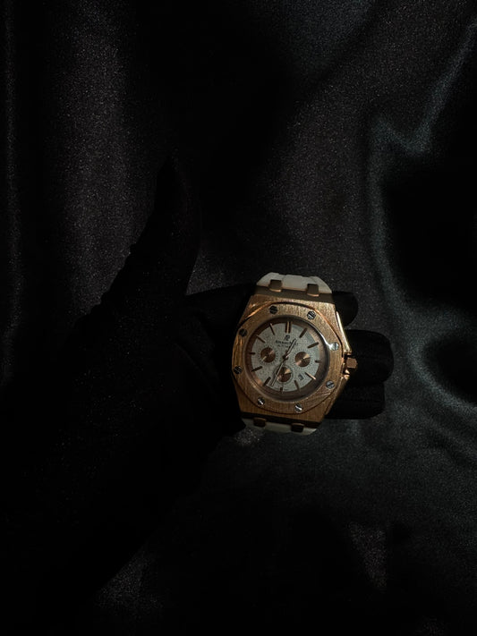 Reloj AP Caucho Blanco con Oro Rosa