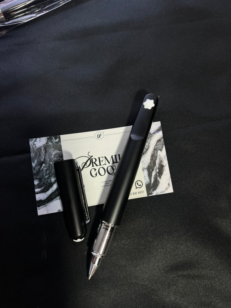 Pluma Mont Blanc Logo Negra con Plata