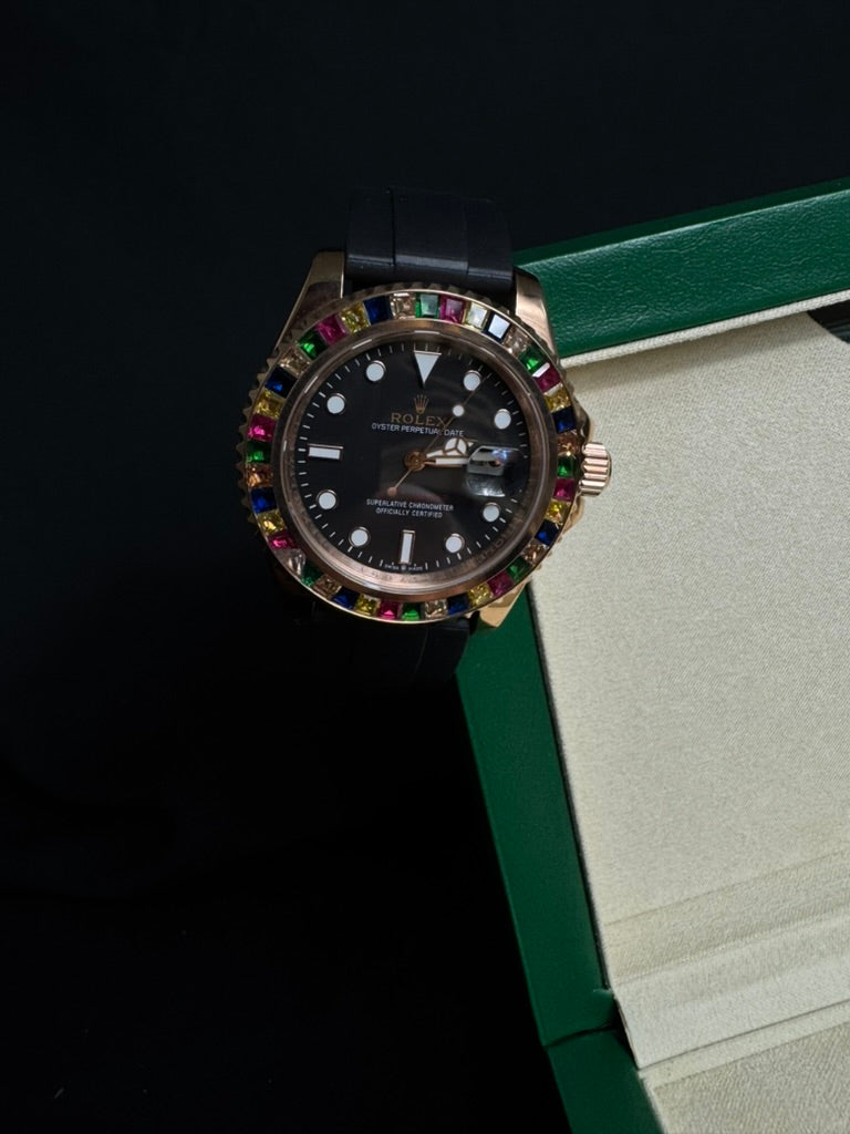 Rolex Yacht Rose Gold Rainbow Diamonds