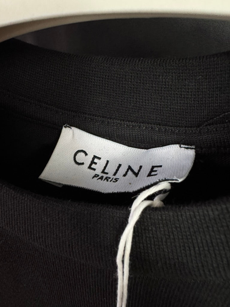 Playera Celine Mini Logo Bordado Negra UA