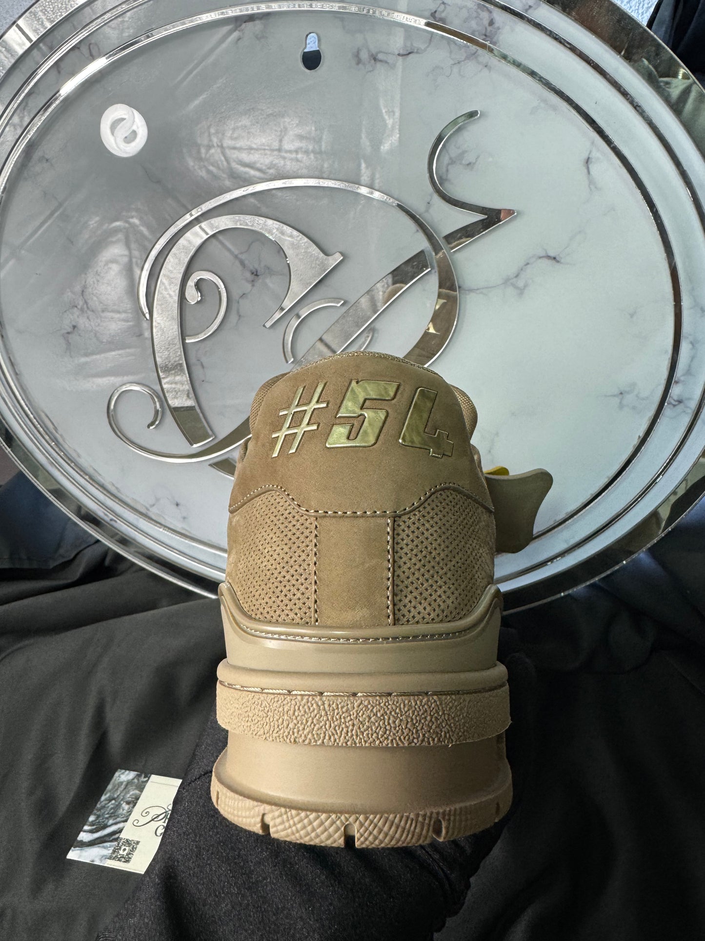 LV Trainer Taupe Yellow Tag