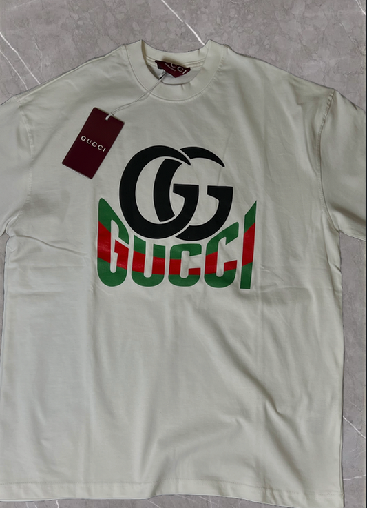 Gucci T-Shirt Blanca con Logo GG Negro
