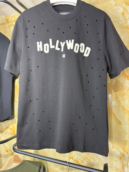 Amiri Playera Negra “Hollywood Distressed”